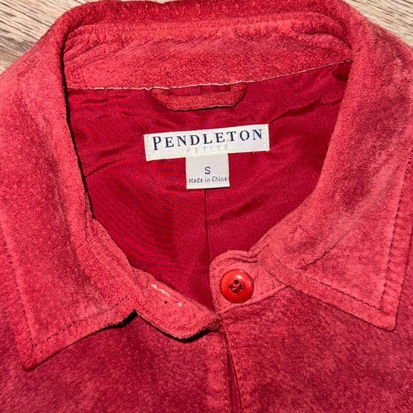 PENDLETON • Red Leather Button Down Jacket - Picture 8 of 10